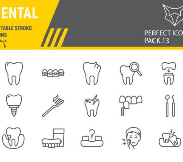 dental line icon set dentistry collection vector sketches logo illustrations orthodontics 1