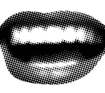 retro halftone mouth womans smile